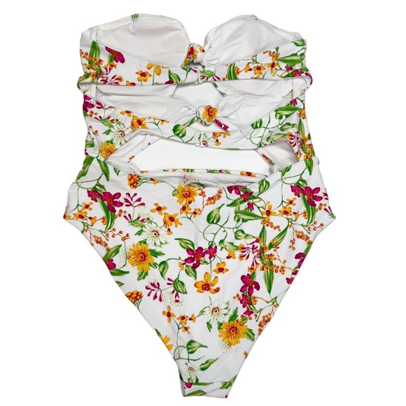 NWT Aqua Women's Small STAR Swim Bandeau Cutout Knots & Ties One Piece Swimsuit - Picture 7 of 14